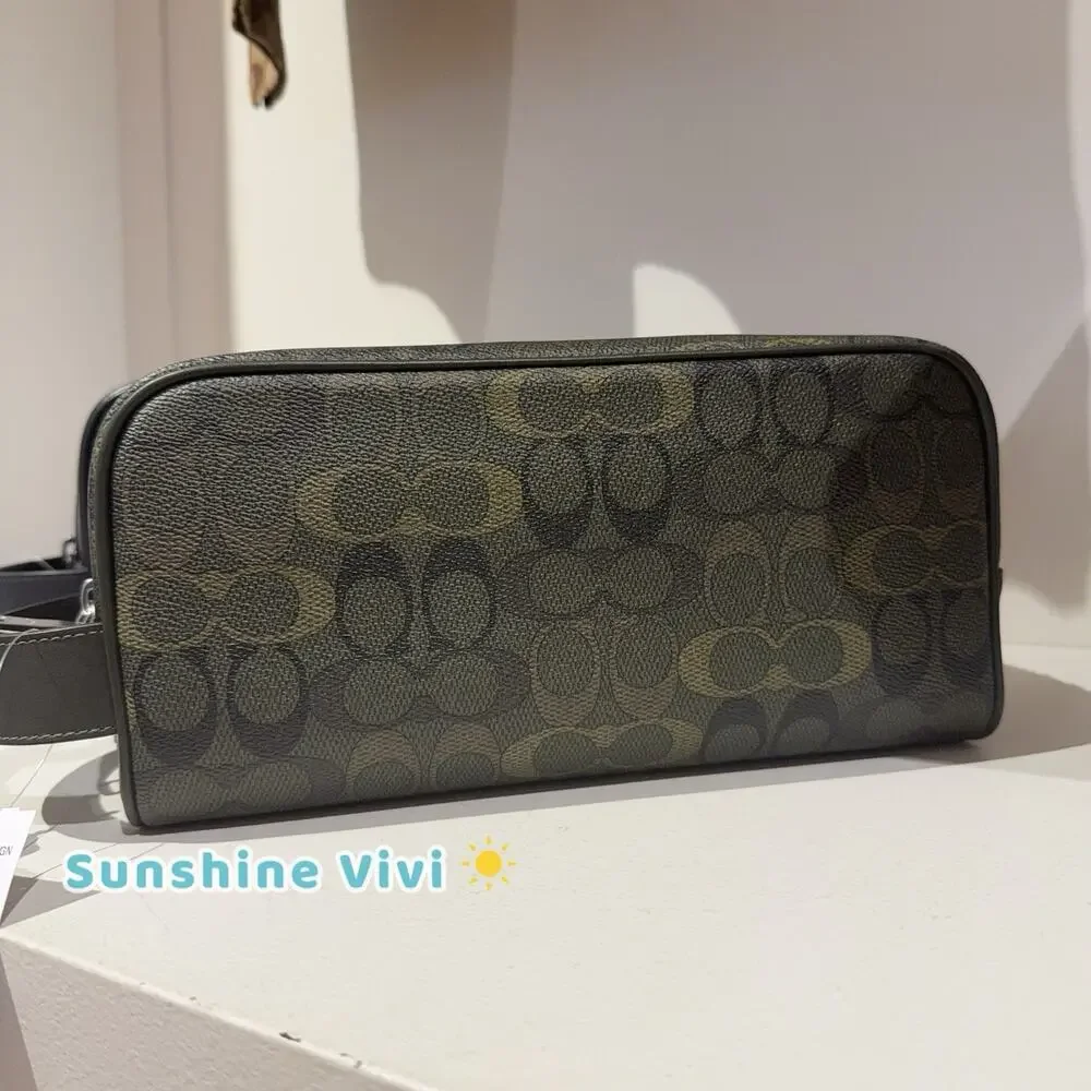 NWT Coach Men's Large Travel Kit In Signature Camo Print Silver/Green CEU78